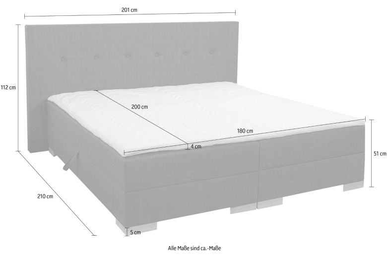 Boxspring bed 180x200 - Northeim (With storage box)