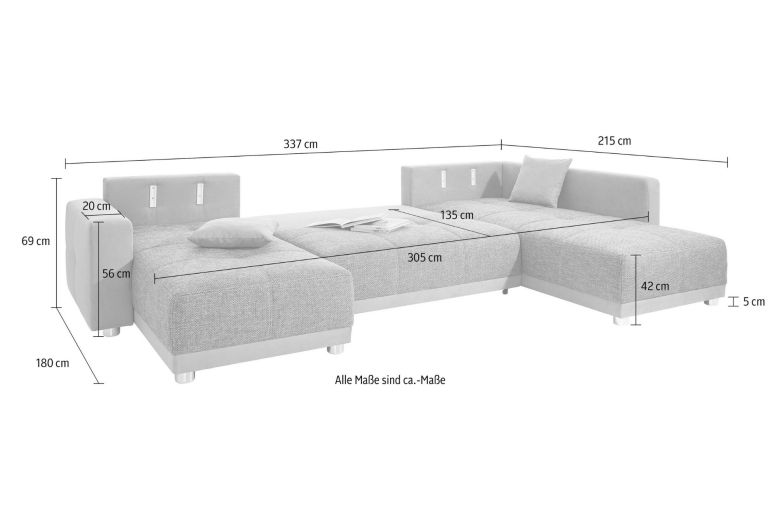 U shape sofa - Orlando (Pull-out bed with storage box)