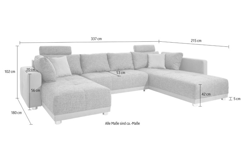 U shape sofa - Orlando (Pull-out bed with storage box)
