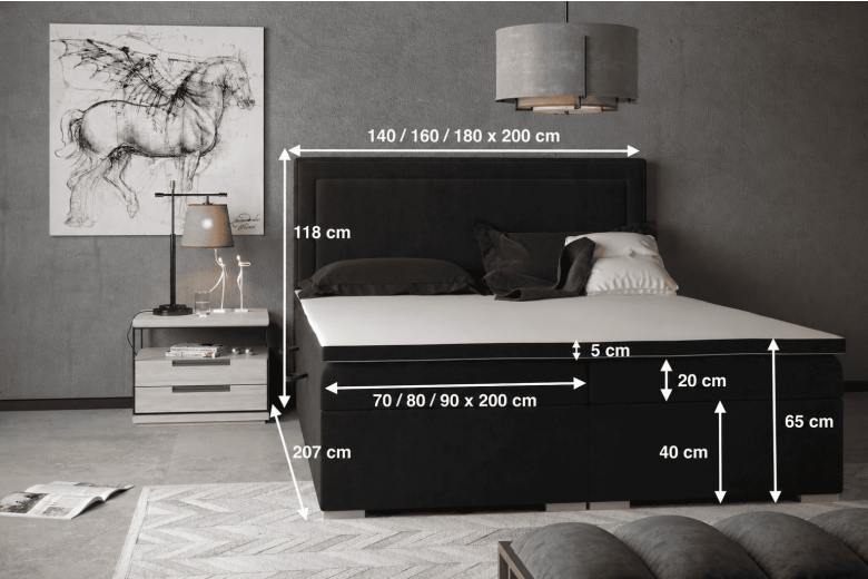 Boxspring bed 180x200 - Quarto (With storage box)