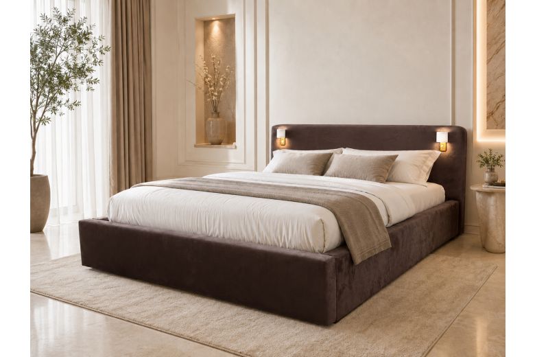 Upholstered bed 160x200 - Light (With storage box)