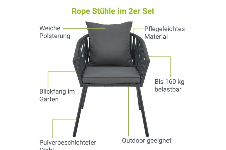 Outdoor furniture - Garden set of 2 rope chairs