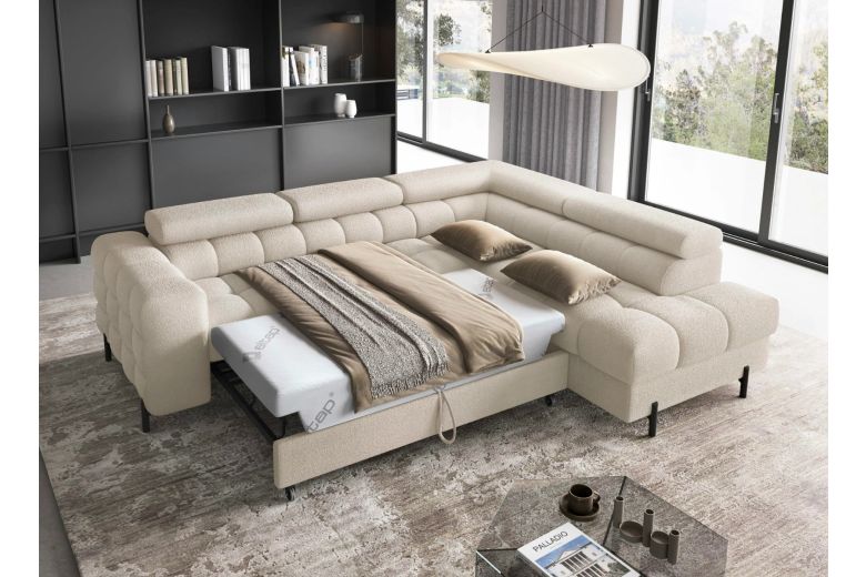 Corner sofa - Ferucce (Pull-out bed with storage box)