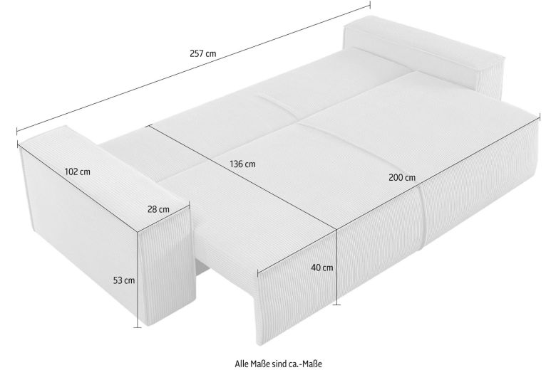 3 seat sofa - Ivo (Pull-out bed with storage box)