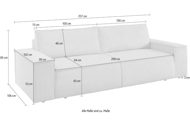 3 seat sofa - Sherwood (Pull-out bed with storage box)