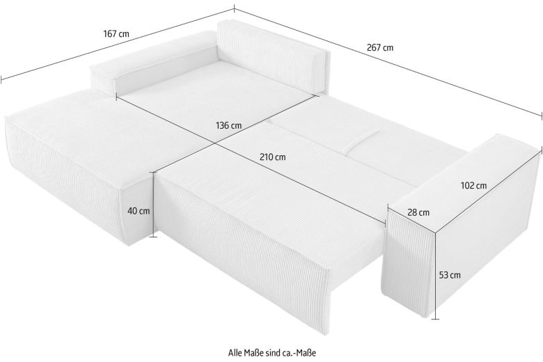 Corner sofa - Sherwood (Pull-out bed with storage box)