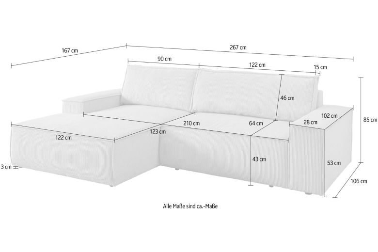 Corner sofa - Sherwood (Pull-out bed with storage box)