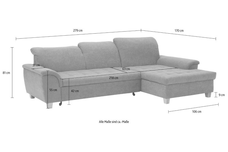 Corner sofa - Lyla (Pull-out with storage box)