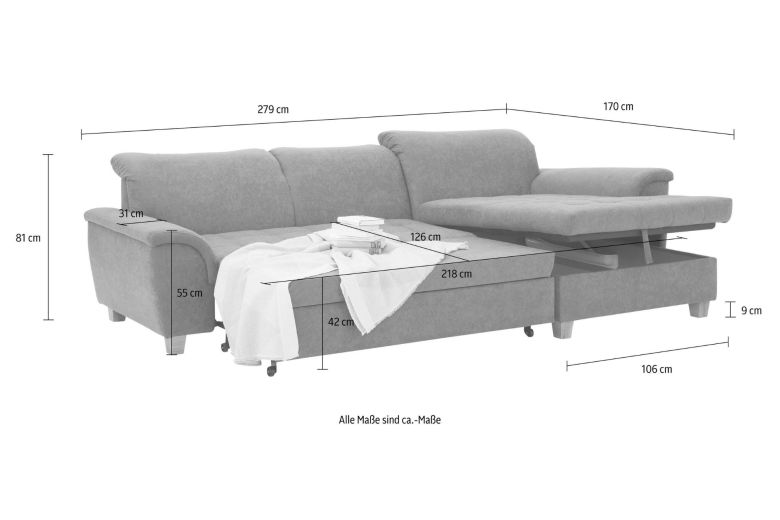Corner sofa - Lyla (Pull-out with storage box)