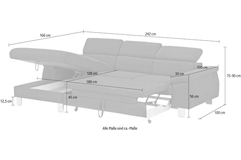 Corner sofa - Micky (Pull-out with storage box) Corner sofa - Micky (Pull-out with storage box)