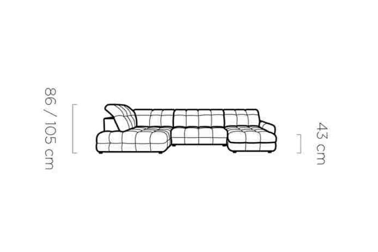 U shape sofa - Tollo XL (Pull-out bed with storage box)