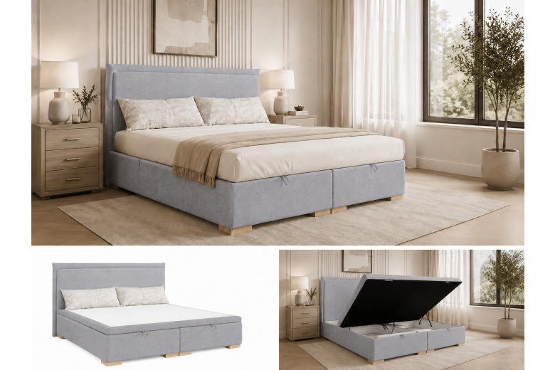 Upholstered bed 180x200 - without mattress - Torres (With storage box)