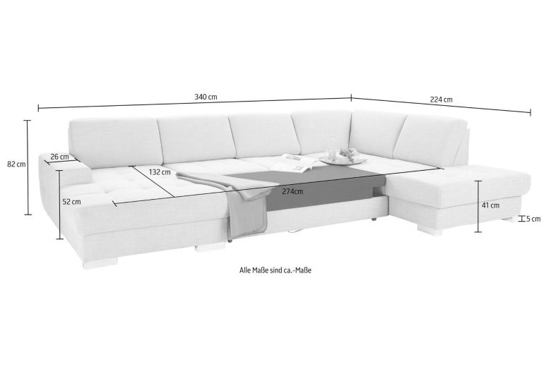 U shape sofa - Santorini U (Pull-out with storage box)