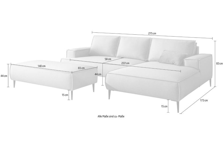 Corner sofa - Tvinnu with footstool