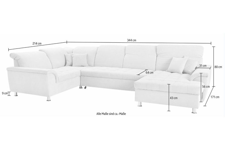 U shape sofa - Franzi (Pull-out with storage box)