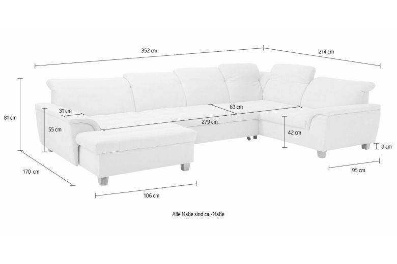U shape sofa - Lyla (Pull-out with storage box)