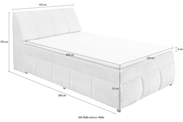 Boxspring bed 120x200 - Valencia (With storage box)
