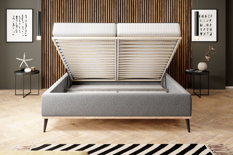 Upholstered bed 140x200 - Lisa with bed slat (With storage box)
