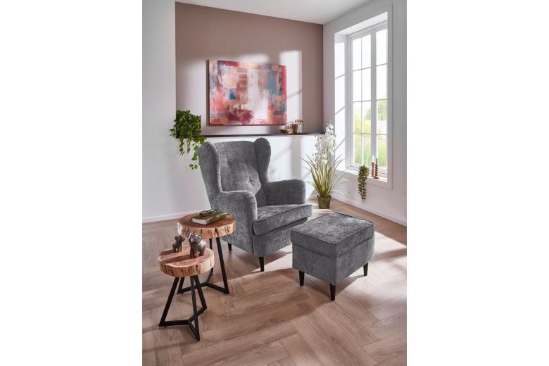 Креслo - Wingback с пуфом