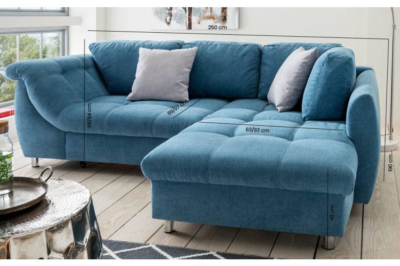 Corner sofa - Blue (Pull-out)