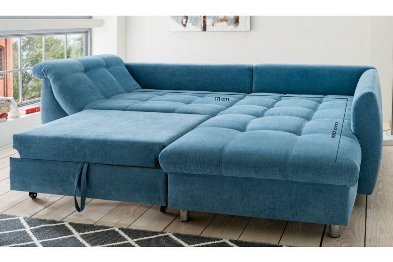Corner sofa - Blue (Pull-out)