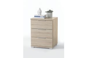 Nightstand - Bedside table with metal-colored plastic handles