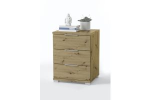 Nightstand - Bedside table with metal-colored plastic handles