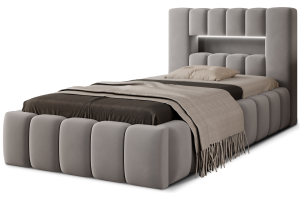 Kровать с обивкой 90x200 - Bed Lamica, metal frame, gas lift, bedding box 90x200 (Pаскладной с ящиком для белья)