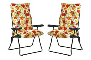 Уличная Мебель - High-back foldable chairs with cushions, set of 2