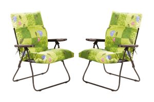 Уличная Мебель - High-back foldable chairs with cushions, set of 2