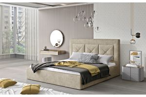 Kровать с обивкой 140x200 - Bed Cloe, metal frame, gas lift, bedding box 140x200 (Pаскладной с ящиком для белья)