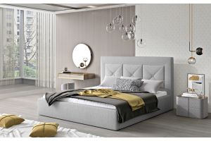 Kровать с обивкой 140x200 - Bed Cloe, metal frame, gas lift, bedding box 140x200 (Pаскладной с ящиком для белья)