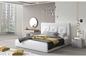 Kровать с обивкой 140x200 - Bed Cloe, metal frame, gas lift, bedding box 140x200 (Pаскладной с ящиком для белья)