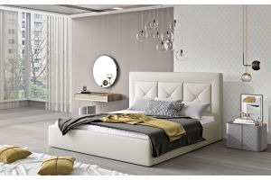Kровать с обивкой 140x200 - Bed Cloe, metal frame, gas lift, bedding box 140x200 (Pаскладной с ящиком для белья)