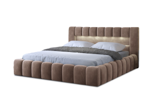 Upholstered bed 160x200 - Bed Lamica, wooden frame, standard lift, bedding box 160x200 (Pull-out bed with storage box)