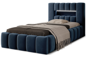 Upholstered bed 90x200 - Bed Lamica, metal frame, gas lift, bedding box 90x200 (Pull-out bed with storage box)