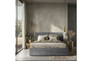 Upholstered bed - Chiara with bed slat (With storage box)