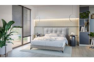 Upholstered bed 160x200 - Foxy (With storage box)