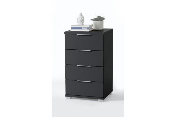 Nightstand - Bedside table with metal-colored plastic handles