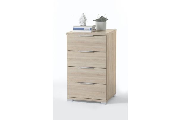 Nightstand - Bedside table with metal-colored plastic handles