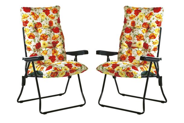 Уличная Мебель - High-back foldable chairs with cushions, set of 2