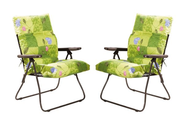 Уличная Мебель - High-back foldable chairs with cushions, set of 2