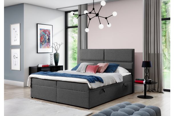 Boxspring bed 140x200 - Amber (Pull-out bed with storage box)