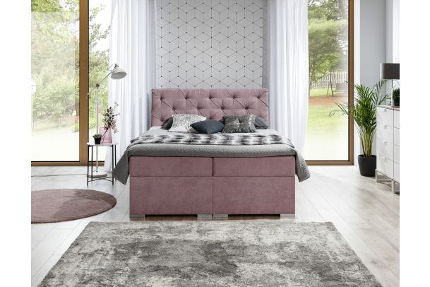 Boxspring bed 140x200 - Balvin (Pull-out bed with storage box)