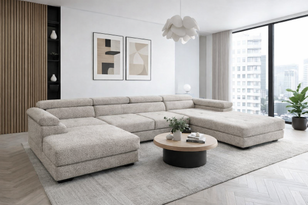 U-образный диван - Anton (Pаскладной с ящиком для белья)