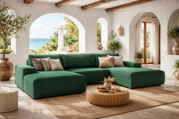 U shape sofa - Sherwood (Pull-out bed with storage box)