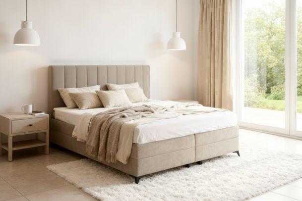Boxspring bed 140x200 - Brevio (With storage box)