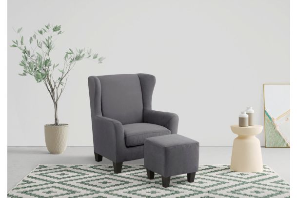 Chair - Chilly with a footstool grey