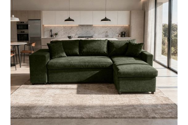 Corner sofa - Golf Plus with footstool (Pull-out bed with storage box)