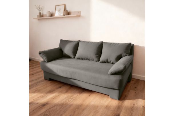 3 seat sofa - Dino (grey) (Pull-out bed with storage box)